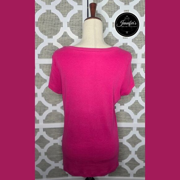 3/$30 Cambridge Dry Goods Pink Square Neckline Short Sleeve T-Shirt Size Large - Picture 6 of 9